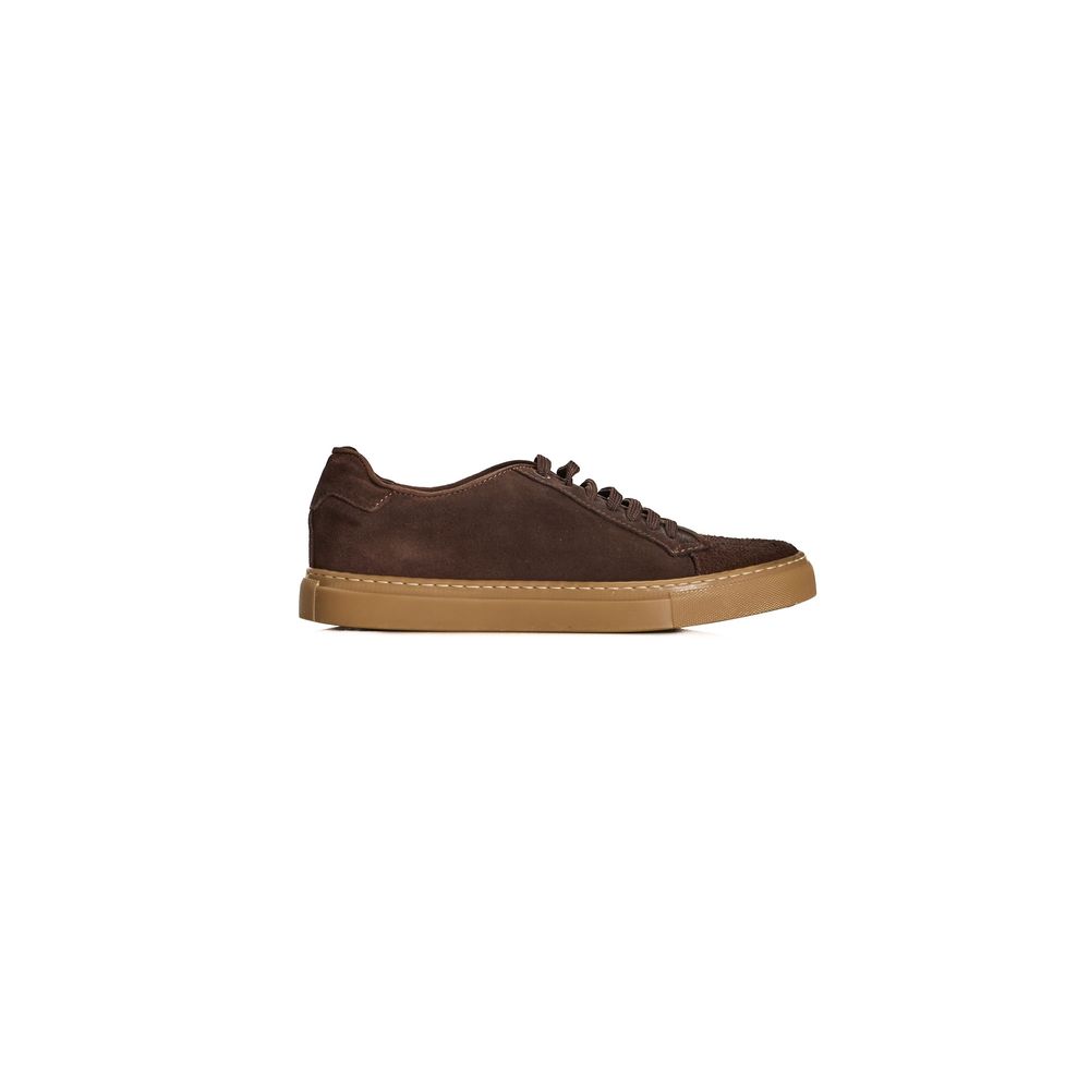 Roberto Pepe Luxury Brown Calfskin Men Sneaker