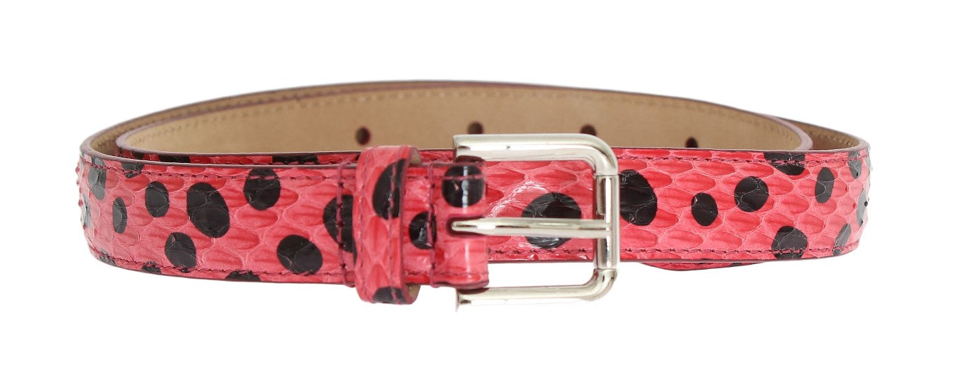 Dolce & Gabbana Polka Dot Snakeskin Belt with Silver Buckle - KALAJ