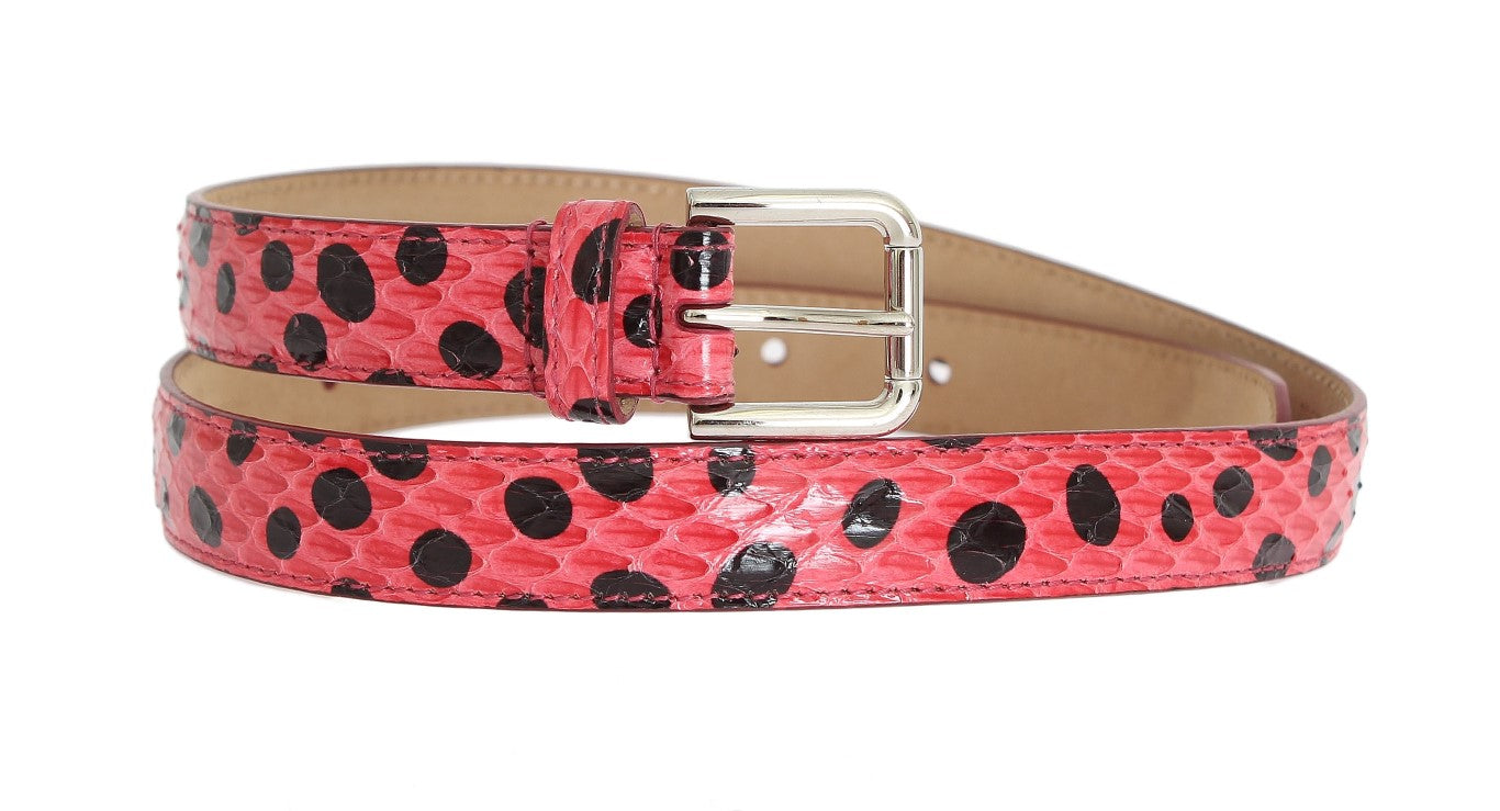 Dolce & Gabbana Polka Dot Snakeskin Belt with Silver Buckle - KALAJ