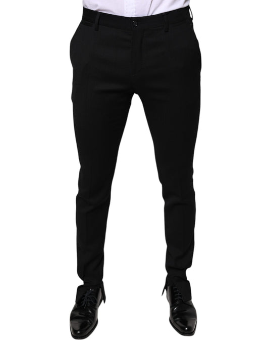 Dolce & Gabbana Black Wool Skinny Formal Dress Pants