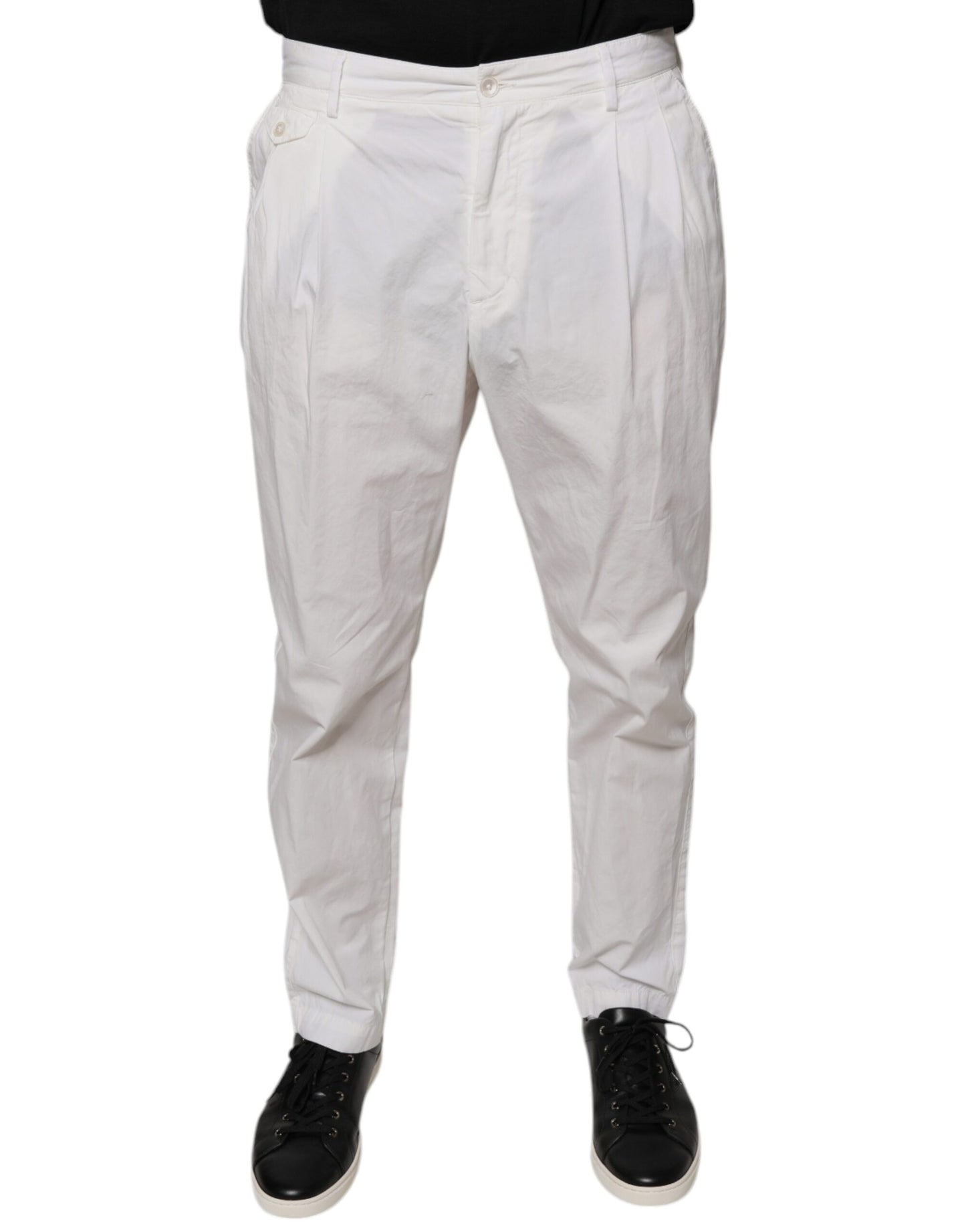 Dolce & Gabbana White Cotton Skinny Dress Pants