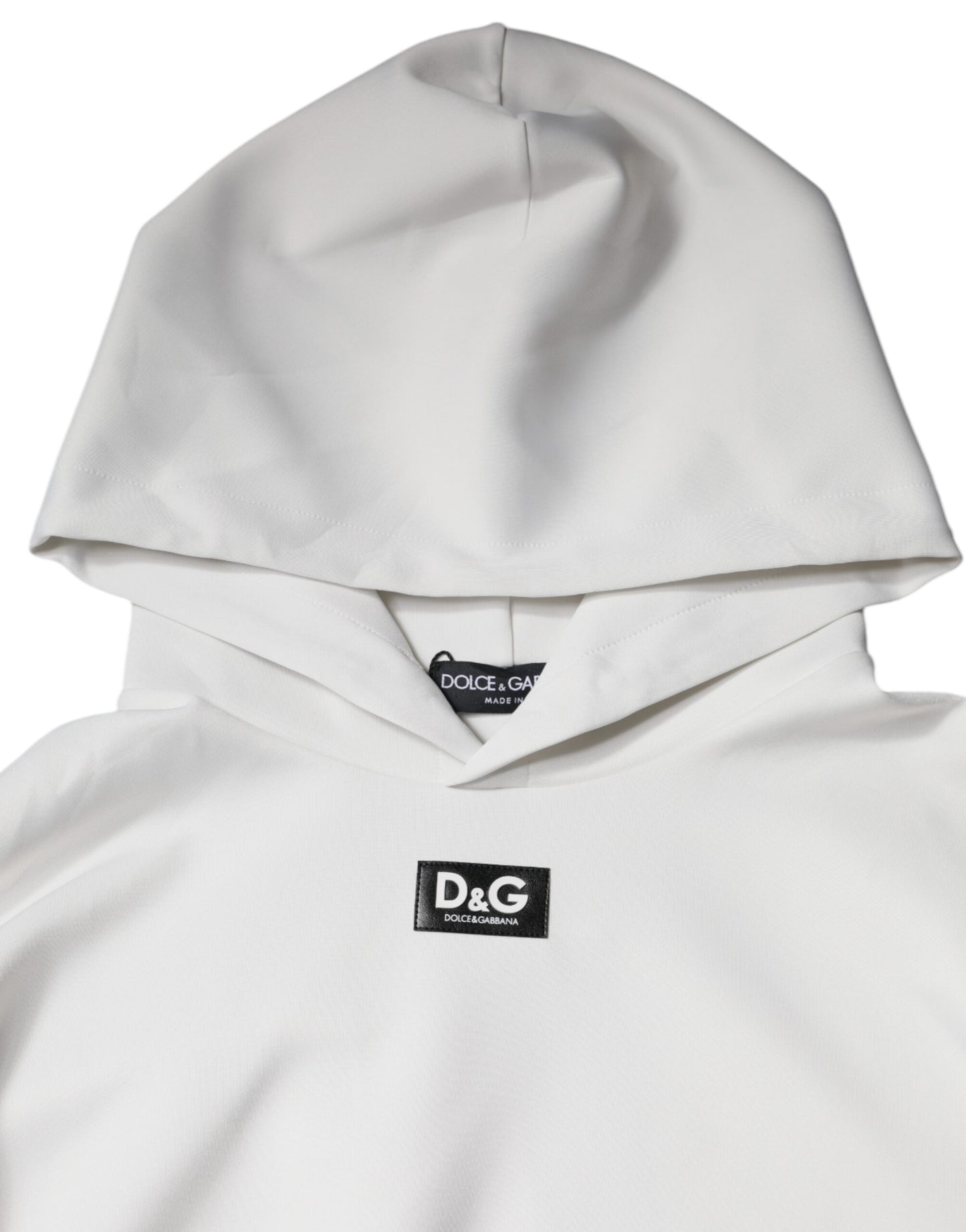 Dolce & Gabbana White D&G Logo Hooded Men Sweatshirt Sweater