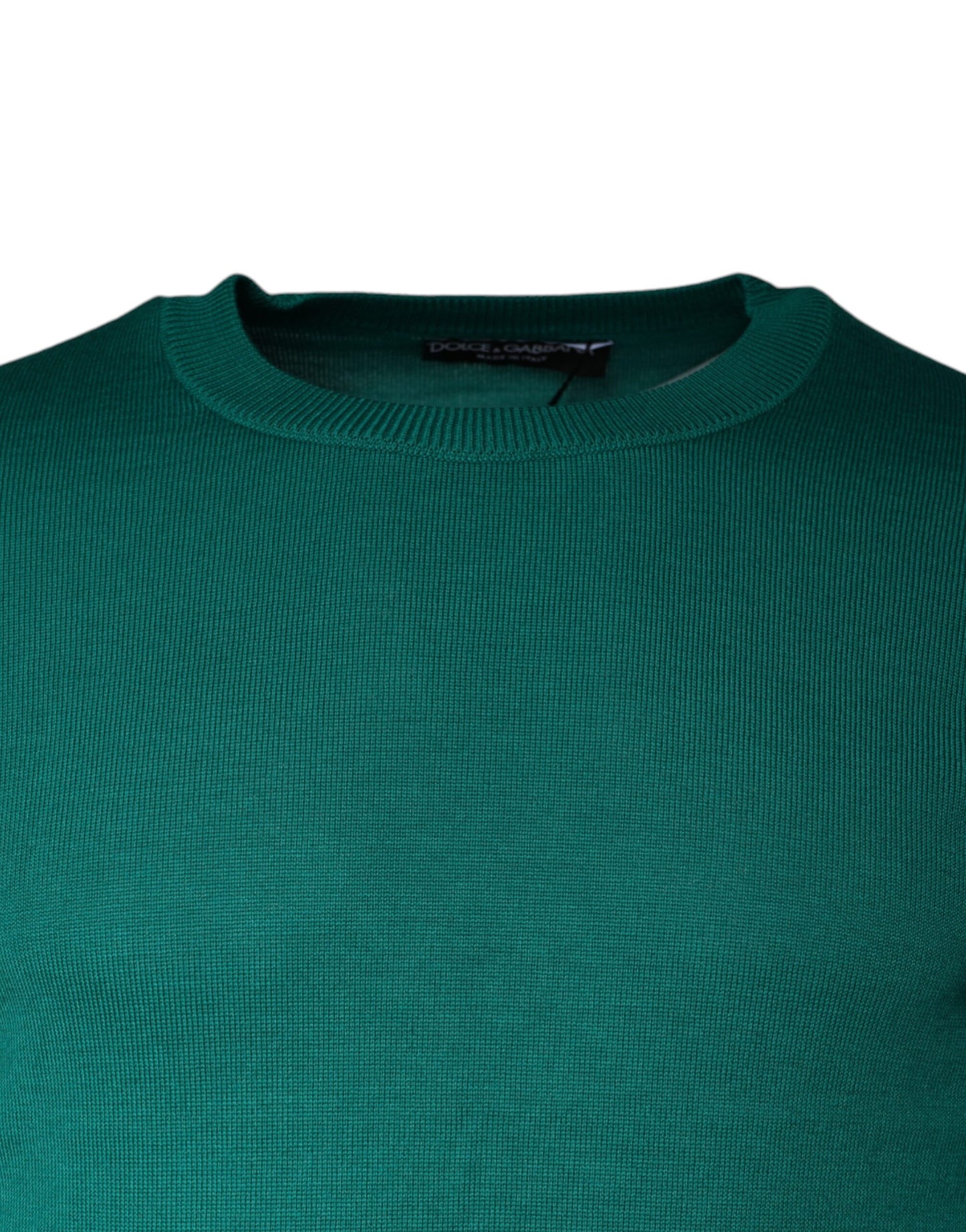 Dolce & Gabbana Green Wool Knit Crew Neck Pullover Sweater