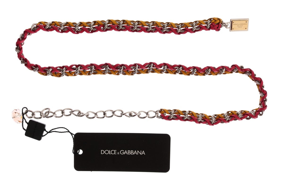 Dolce & Gabbana Elegant Multicolor Crystal-Embellished Belt - KALAJ