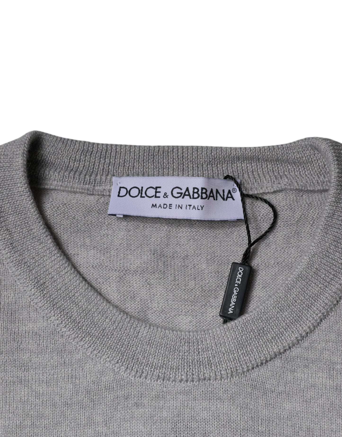 Dolce & Gabbana Light Gray Wool Crew Neck Pullover Sweater