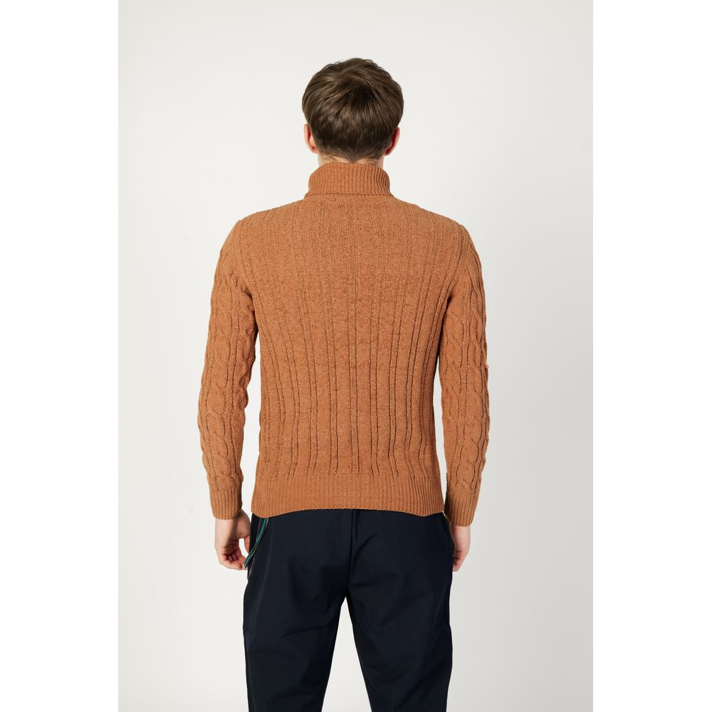 Gianni Lupo Brown Synthetic Turtleneck