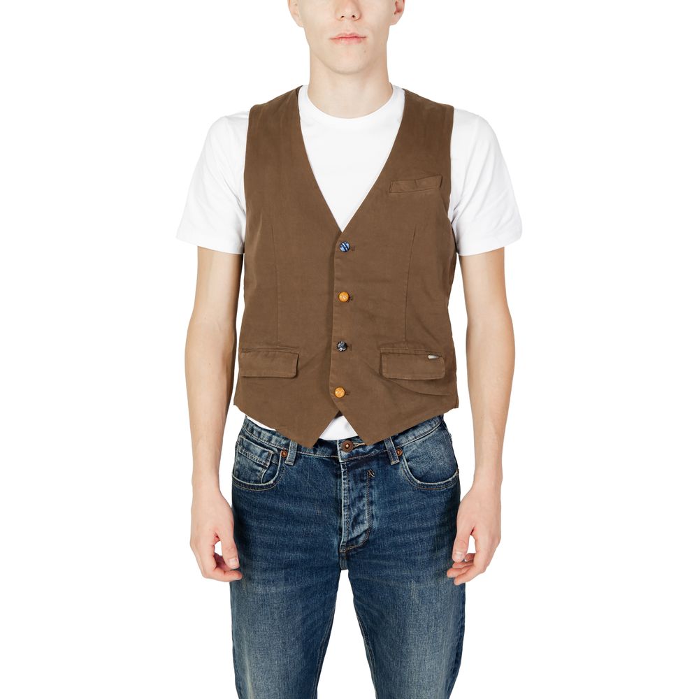 Gianni Lupo Brown Cotton Vest