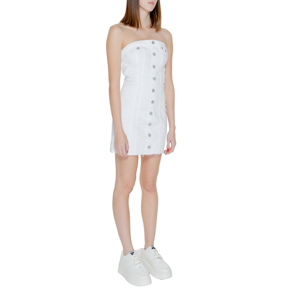 Tommy Hilfiger Jeans White Cotton Rigenerato Dress