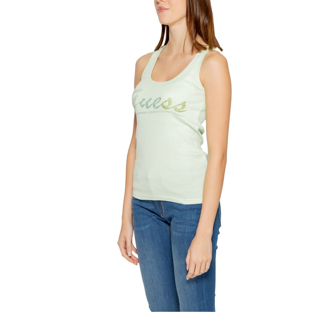 Guess Turquoise Cotton Tops & T-Shirt