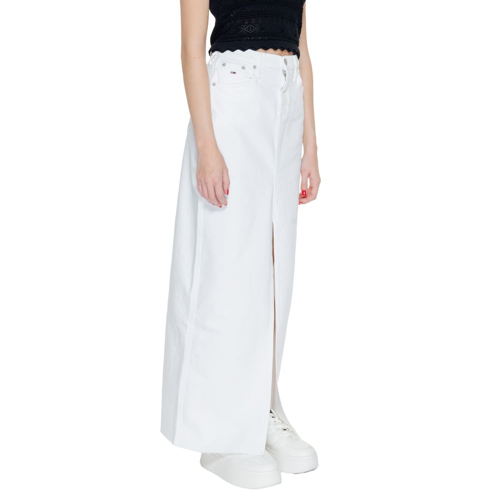 Tommy Hilfiger Jeans White Cotton Rigenerato Skirt