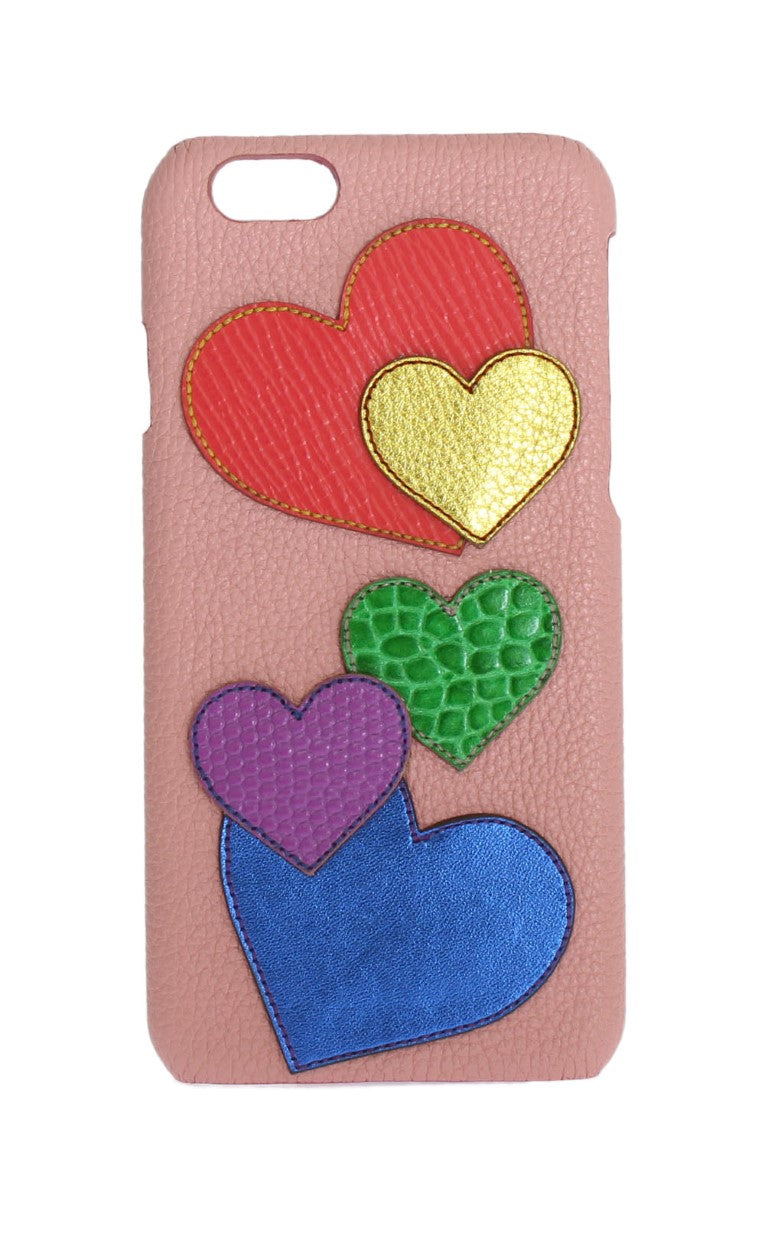 Dolce & Gabbana Chic Pink Leather Heart-Embellished Phone Cover - KALAJ