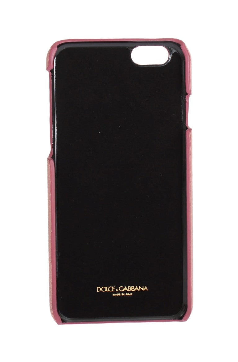 Dolce & Gabbana Chic Pink Leather Heart-Embellished Phone Cover - KALAJ