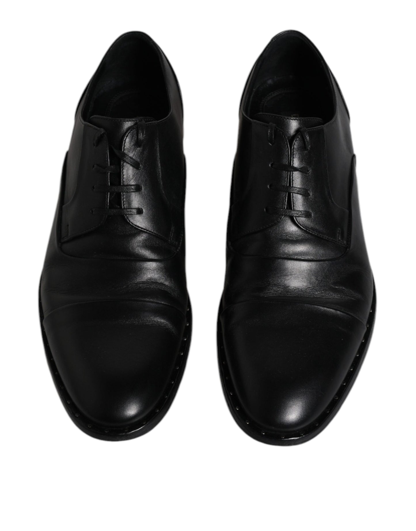 Dolce & Gabbana Black Leather Lace Up Men Derby Formal Shoes