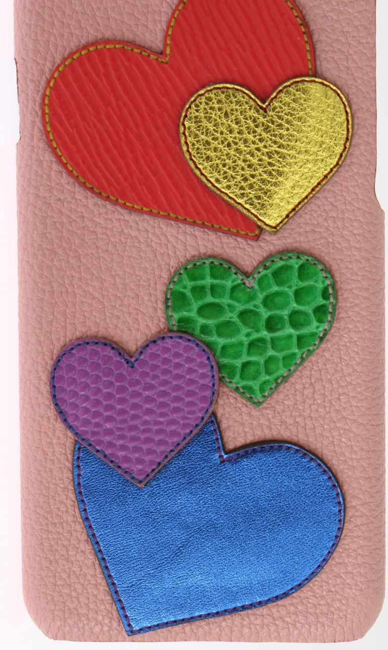 Dolce & Gabbana Chic Pink Leather Heart-Embellished Phone Cover - KALAJ