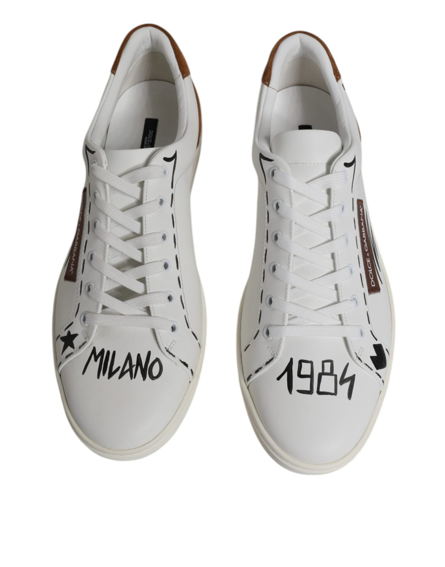 Dolce & Gabbana White Brown London Low Top Men Sneakers Shoes