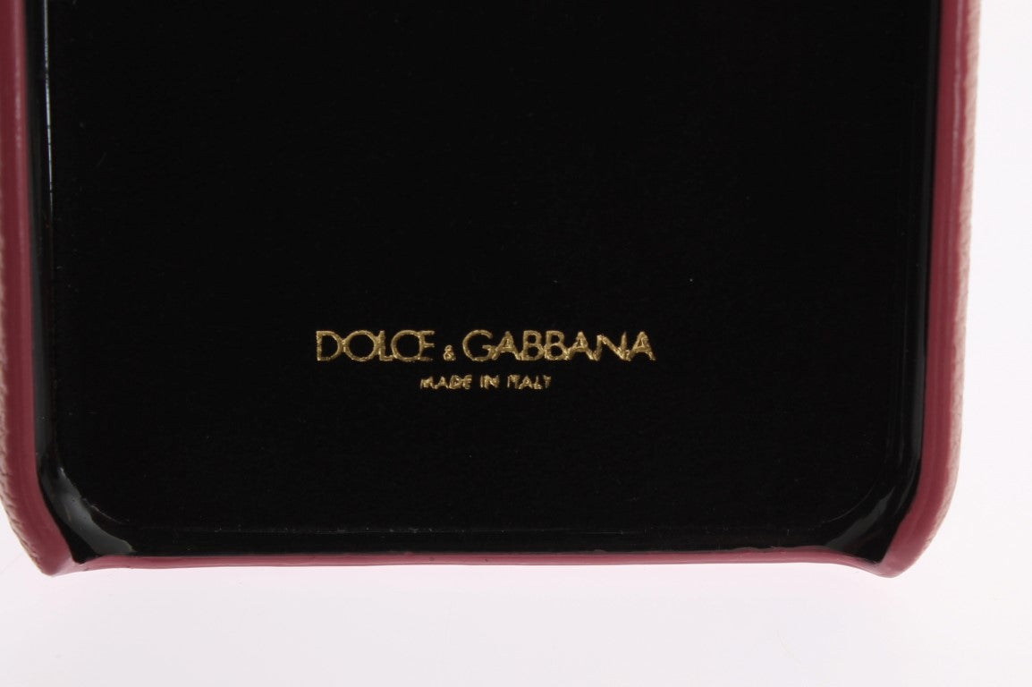 Dolce & Gabbana Chic Pink Leather Crystal iPhone Case - KALAJ