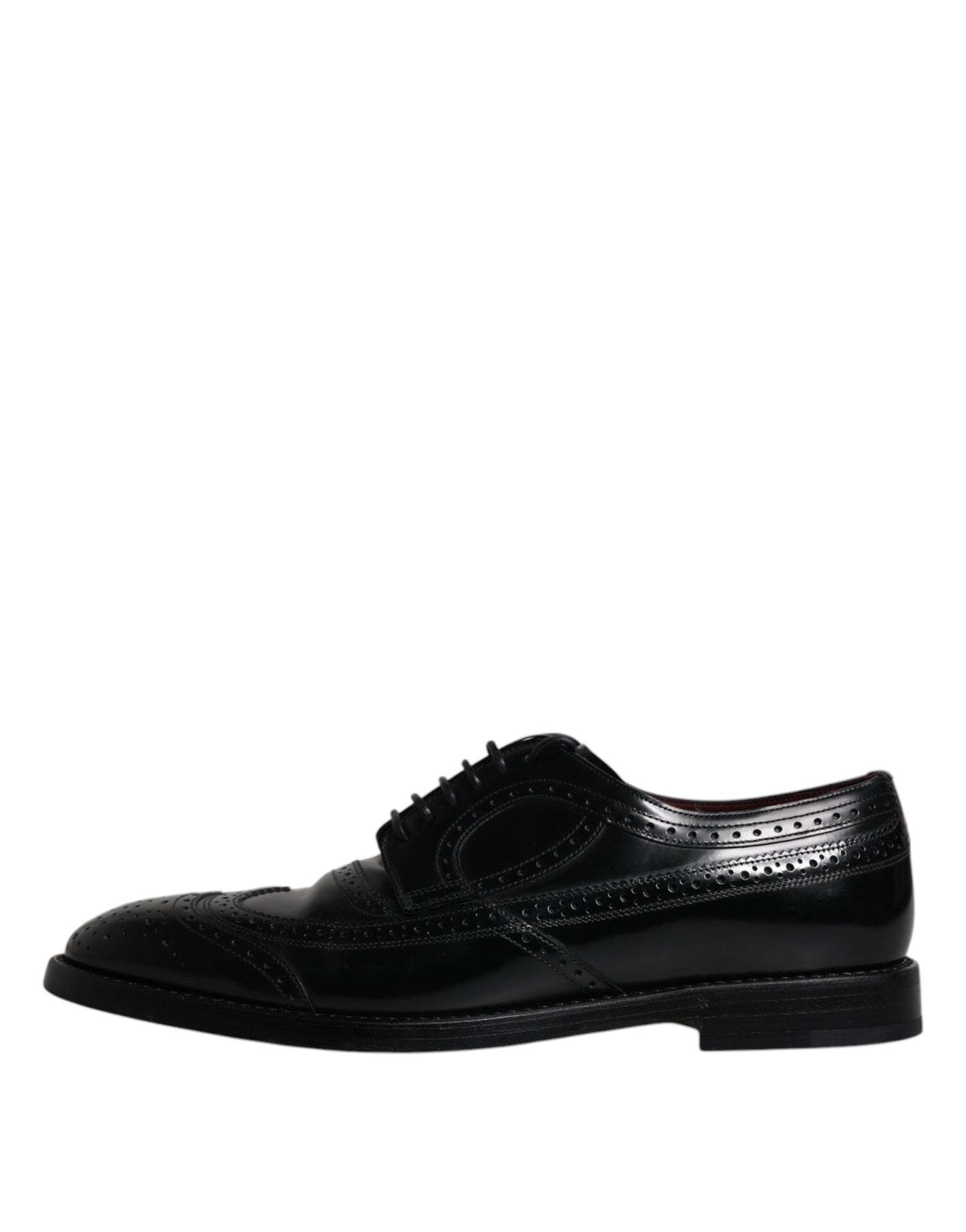 Dolce & Gabbana Black Leather Derby Wingtip Formal Shoes