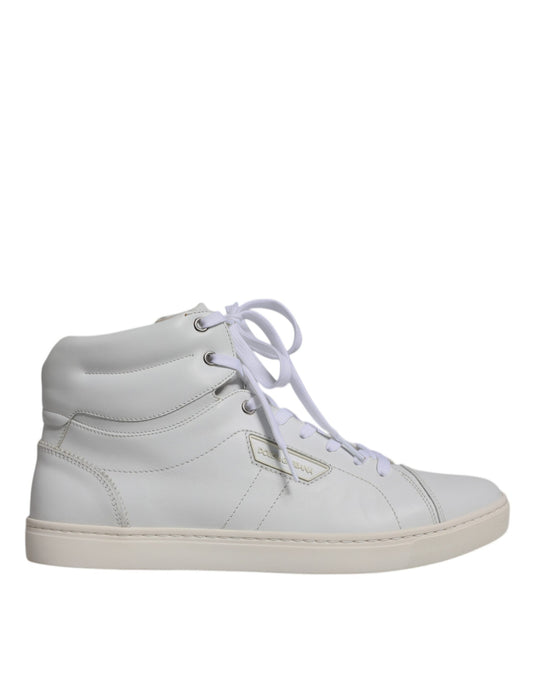 Dolce & Gabbana White Leather Mid Top Men Sneakers Shoes