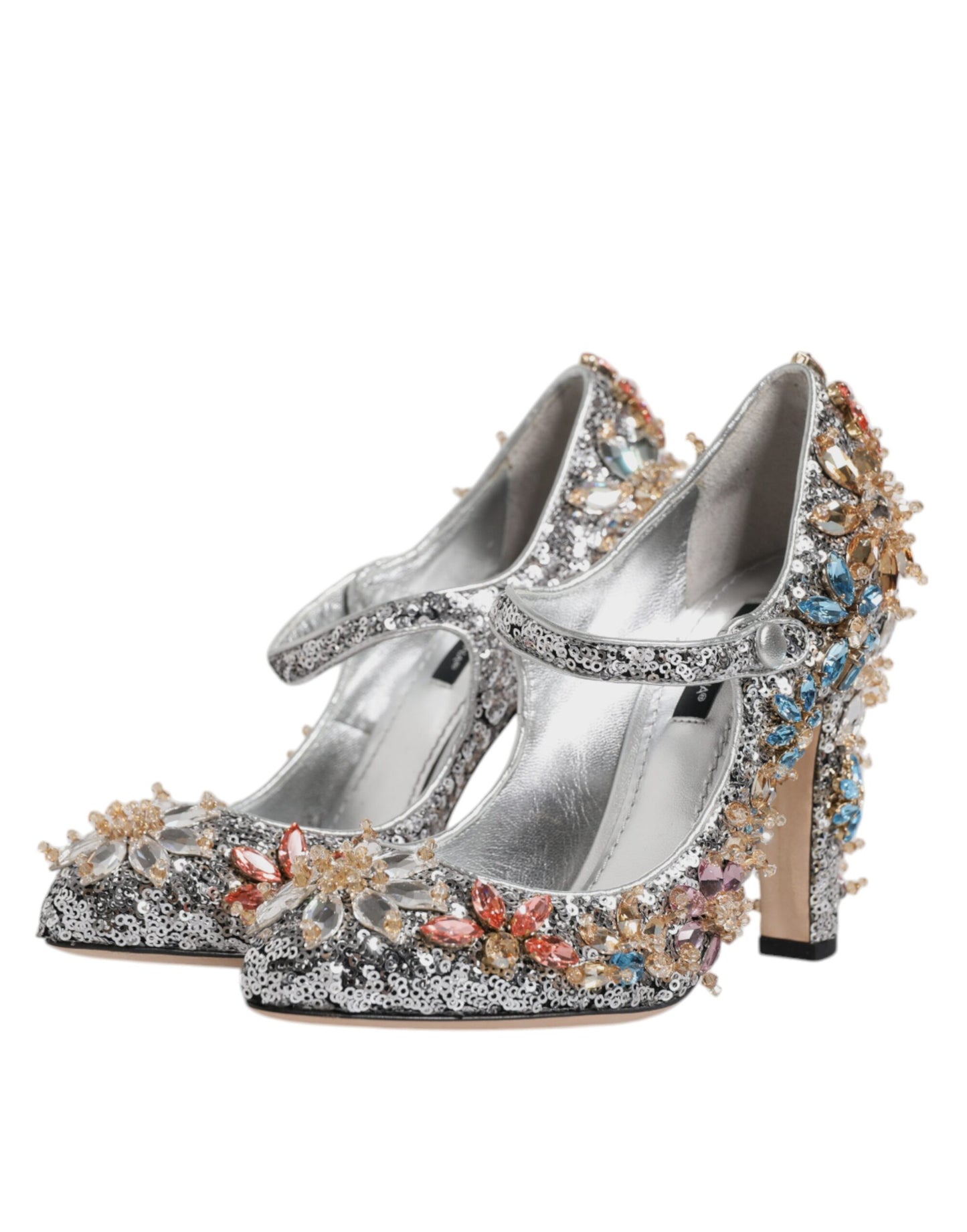 Dolce & Gabbana Silver Sequin Embellished Heels Pumps Shoes