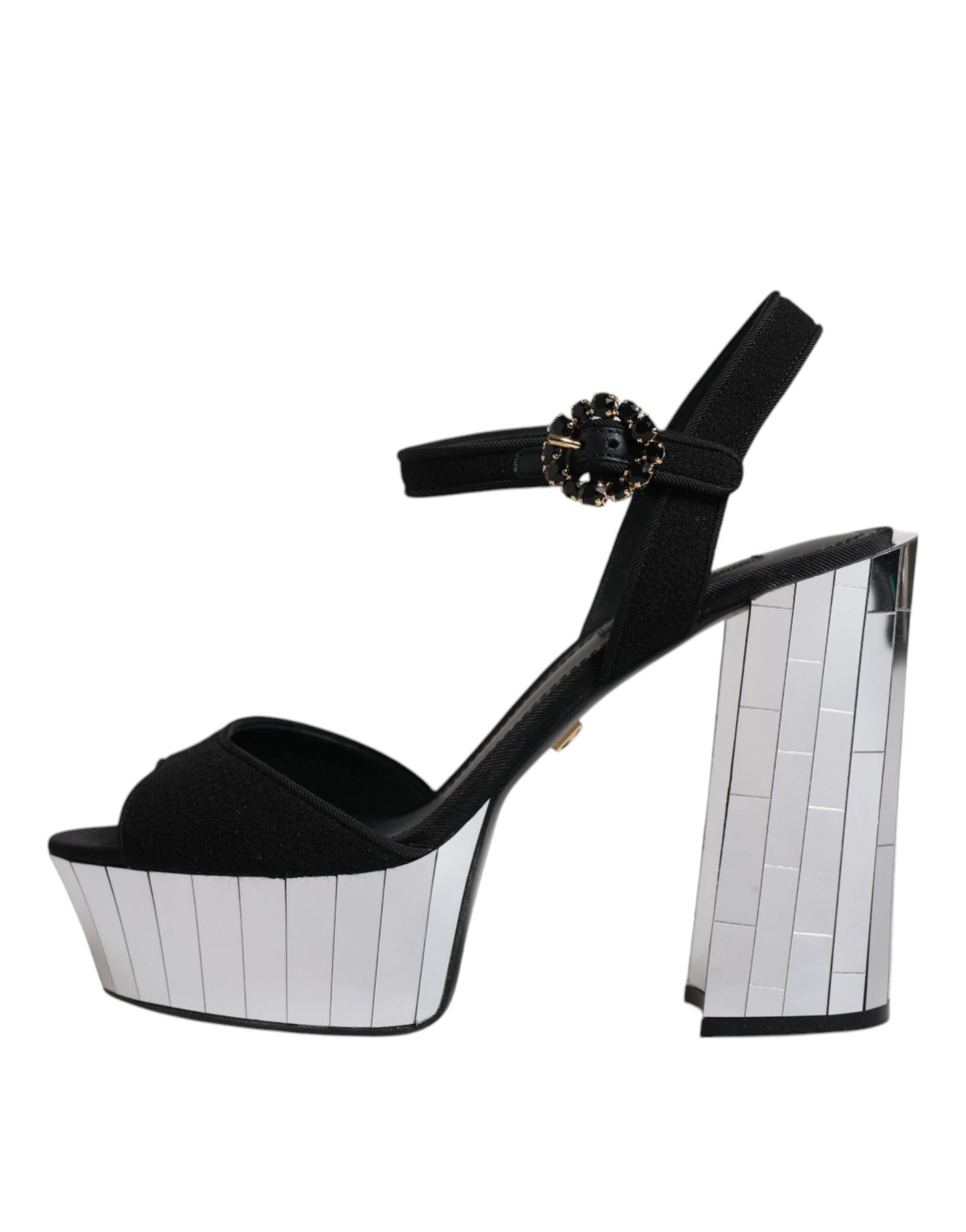 Dolce & Gabbana Black Mirror Heels Platform Sandals Shoes