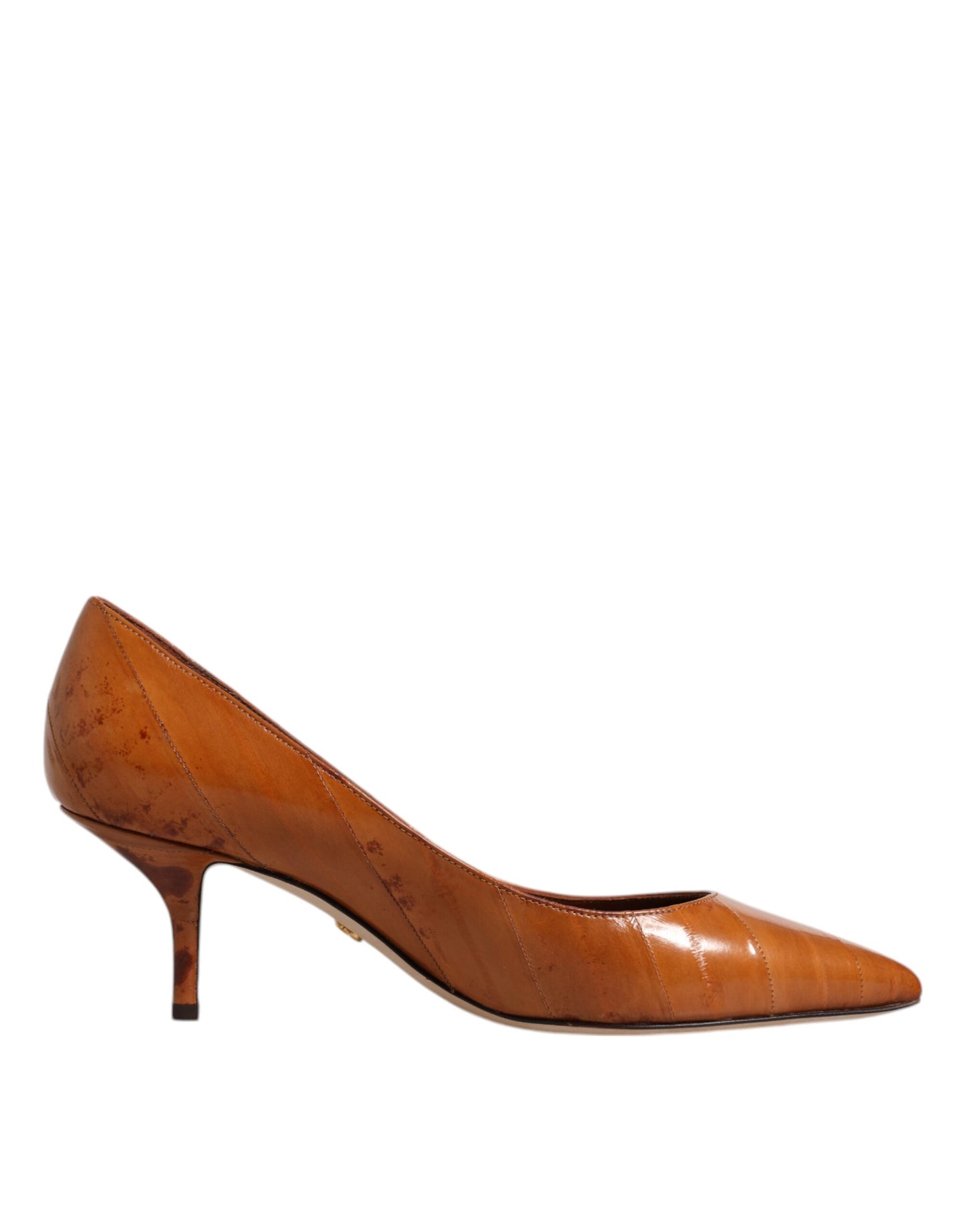 Dolce & Gabbana Brown Leather Kitten Heels Pumps Shoes