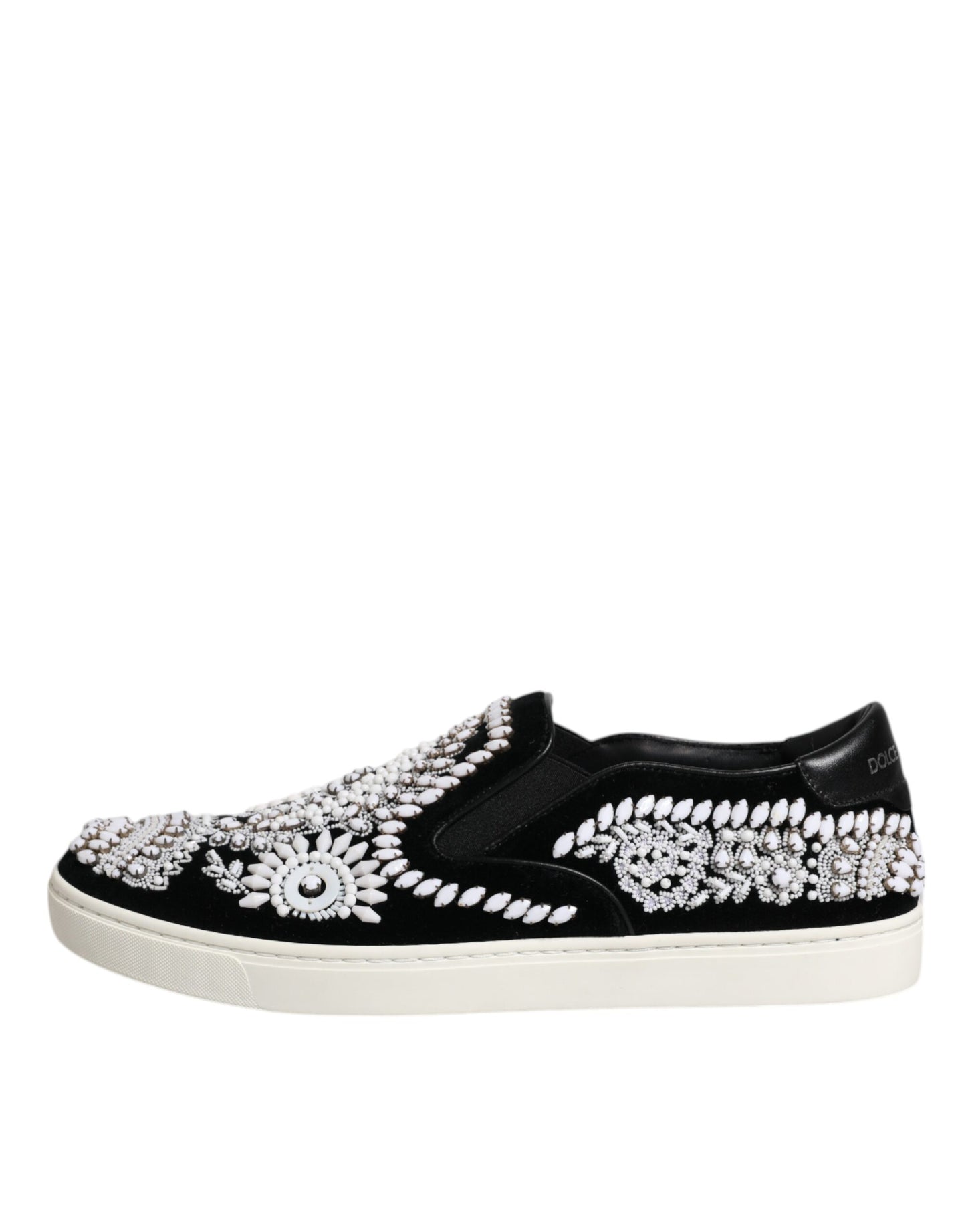 Dolce & Gabbana Black Embellished London Men Slip On Shoes