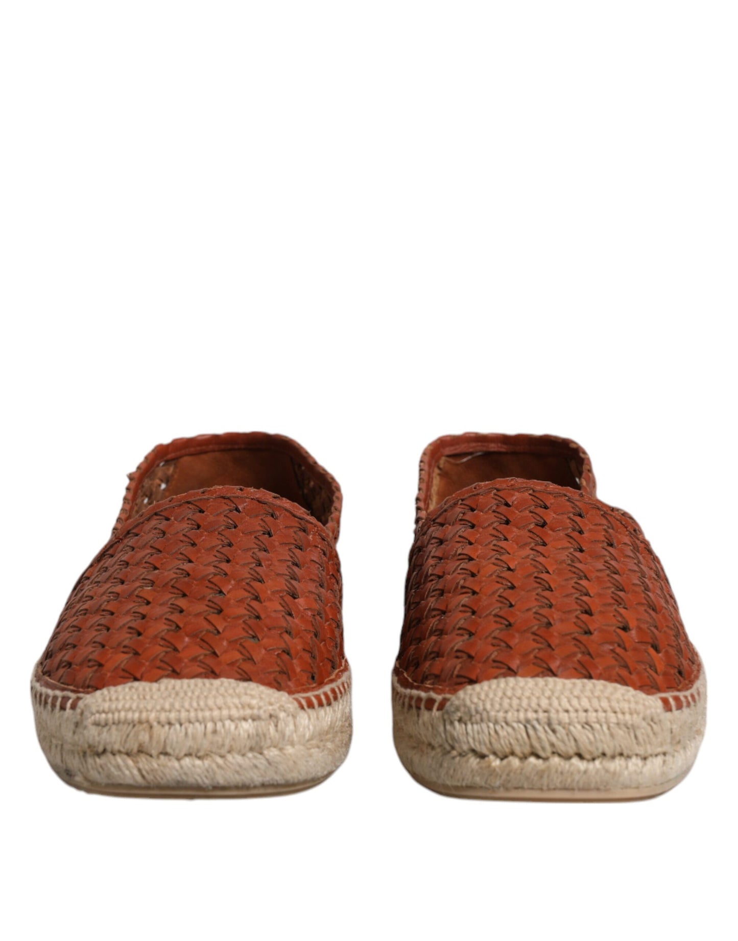 Dolce & Gabbana Maroon Woven Leather Men Espadrille Shoes