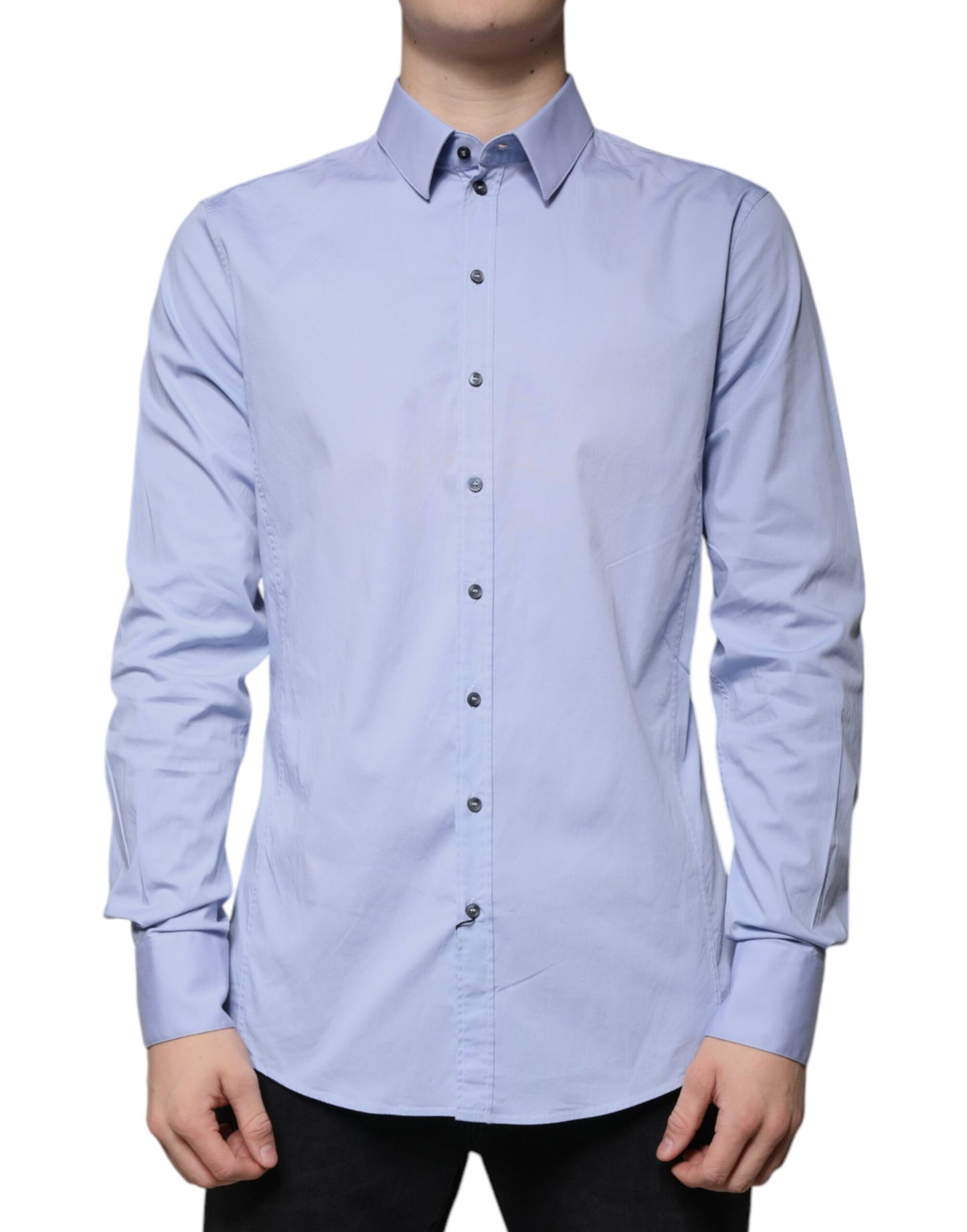 Dolce & Gabbana Light Blue Cotton Slim SICILIA Dress Shirt