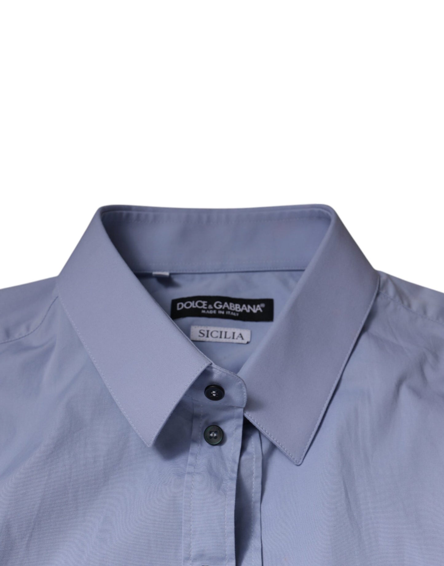 Dolce & Gabbana Light Blue Cotton Slim SICILIA Dress Shirt