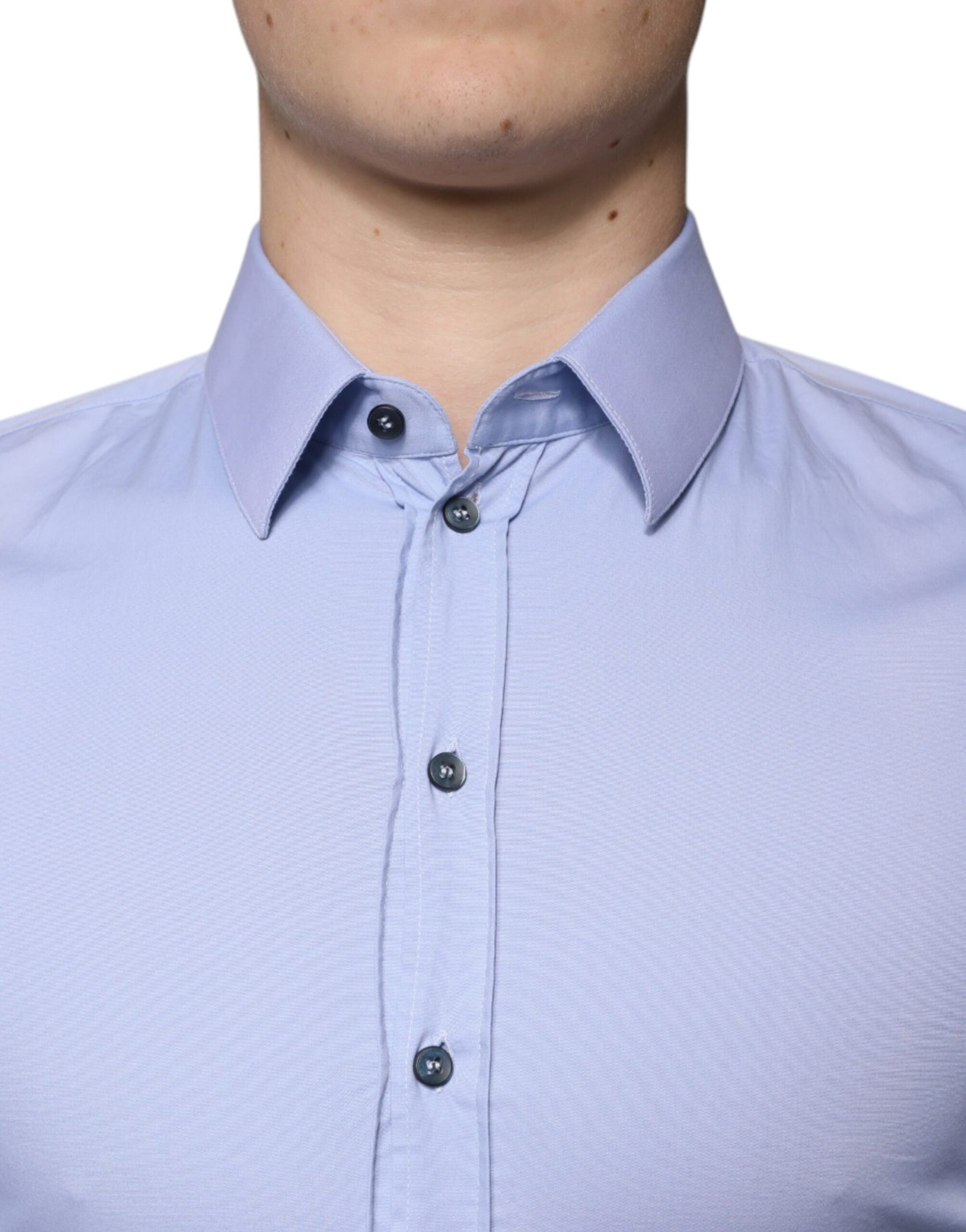 Dolce & Gabbana Light Blue Cotton Slim Fit SICILIA Dress Shirt