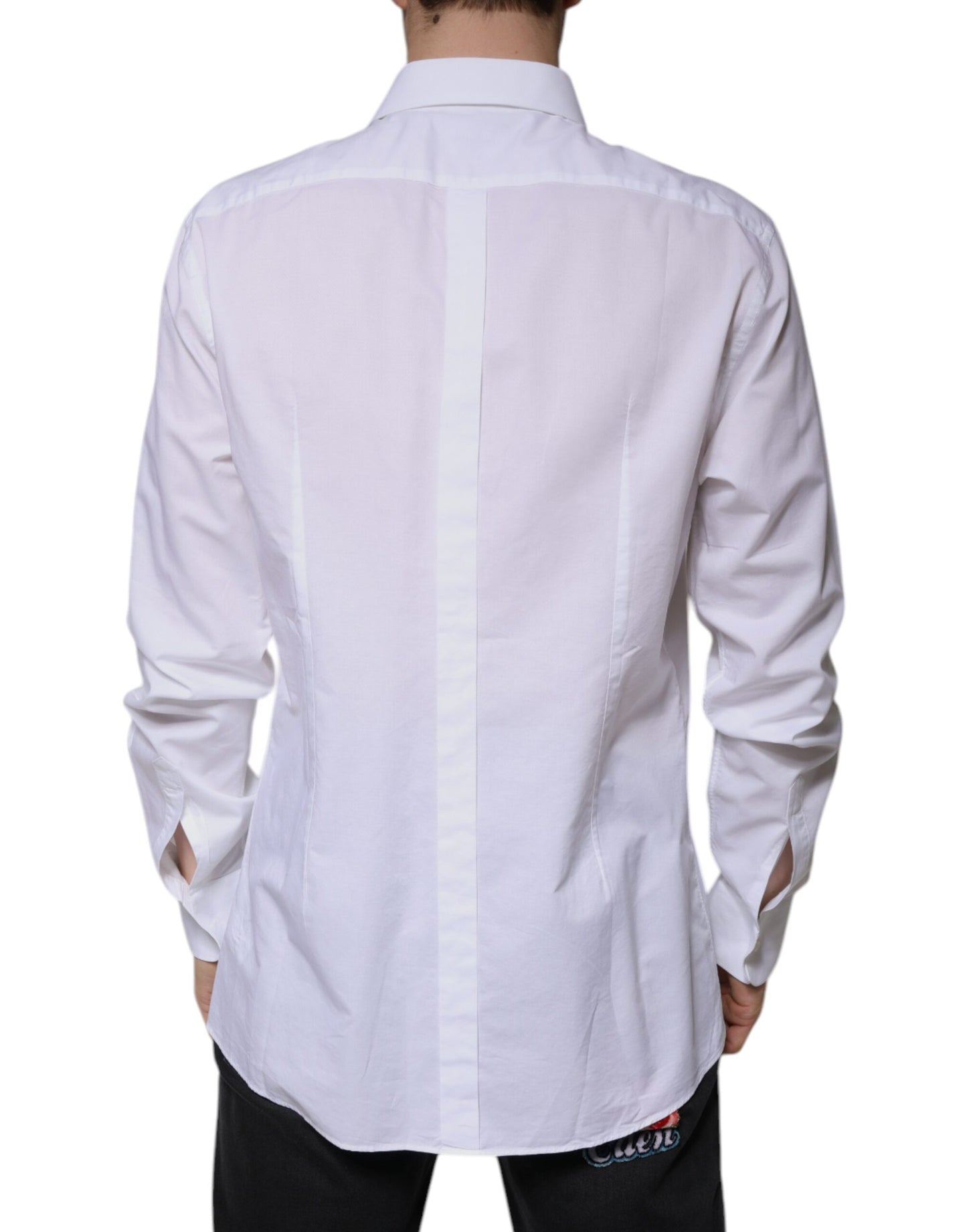 Dolce & Gabbana White Bib Cotton Poplin GOLD Formal Shirt