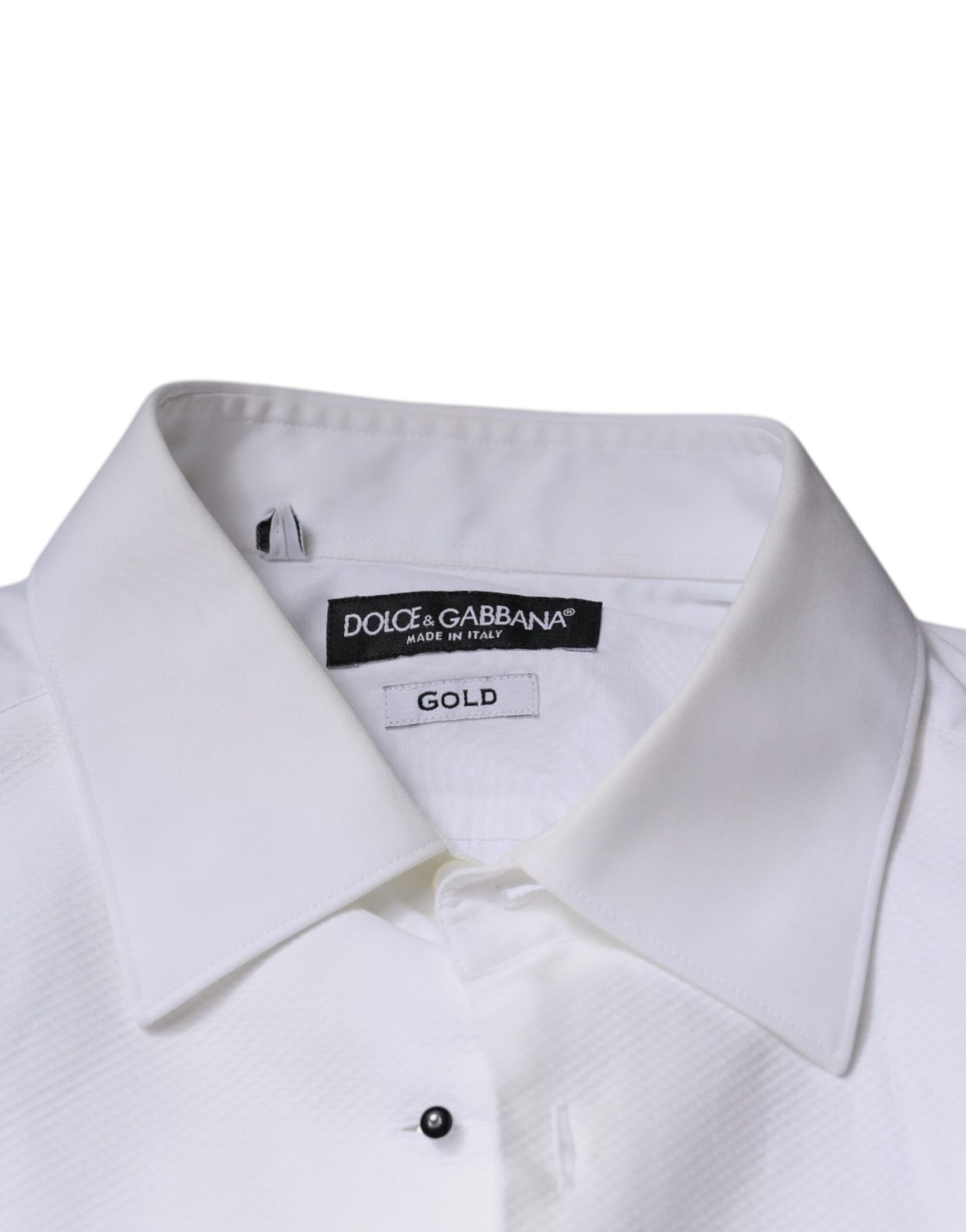 Dolce & Gabbana White Bib Cotton Poplin GOLD Men Formal Shirt