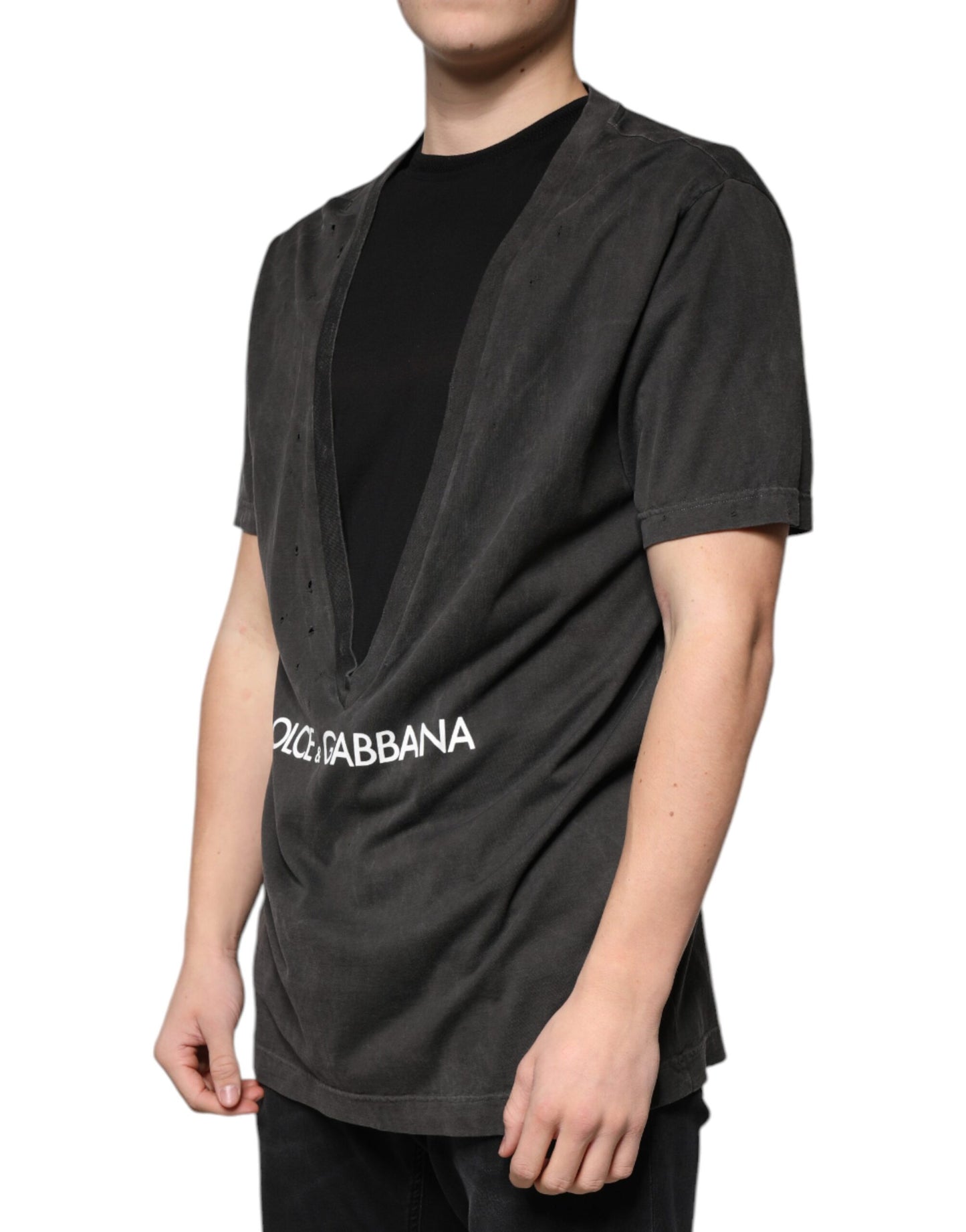 Dolce & Gabbana Black Cotton Crew Neck Short Sleeves T-shirt