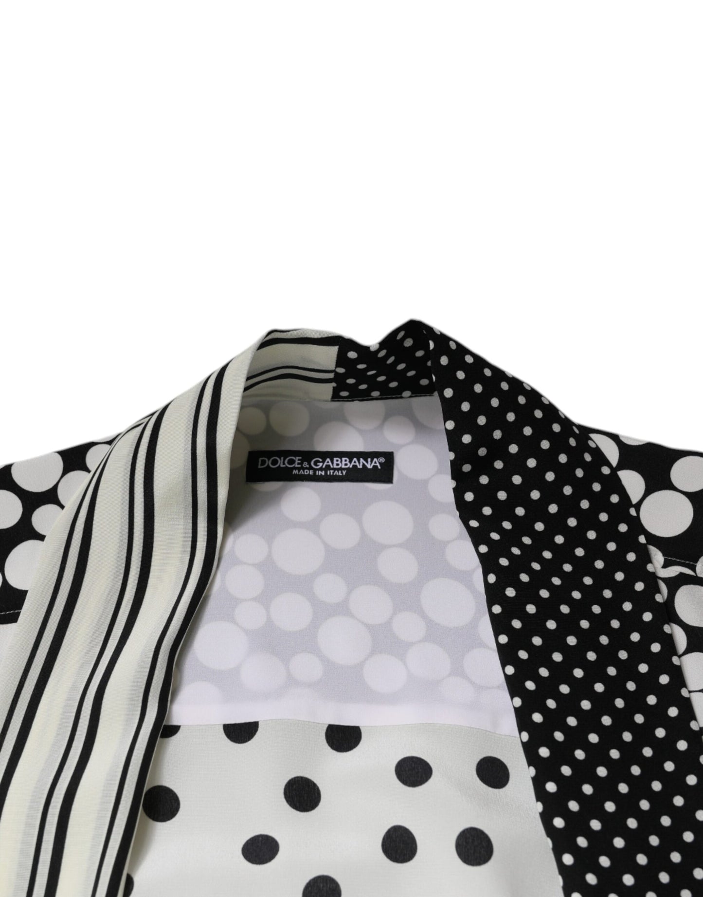 Dolce & Gabbana Black White Polka Dots Silk Men Casual Shirt