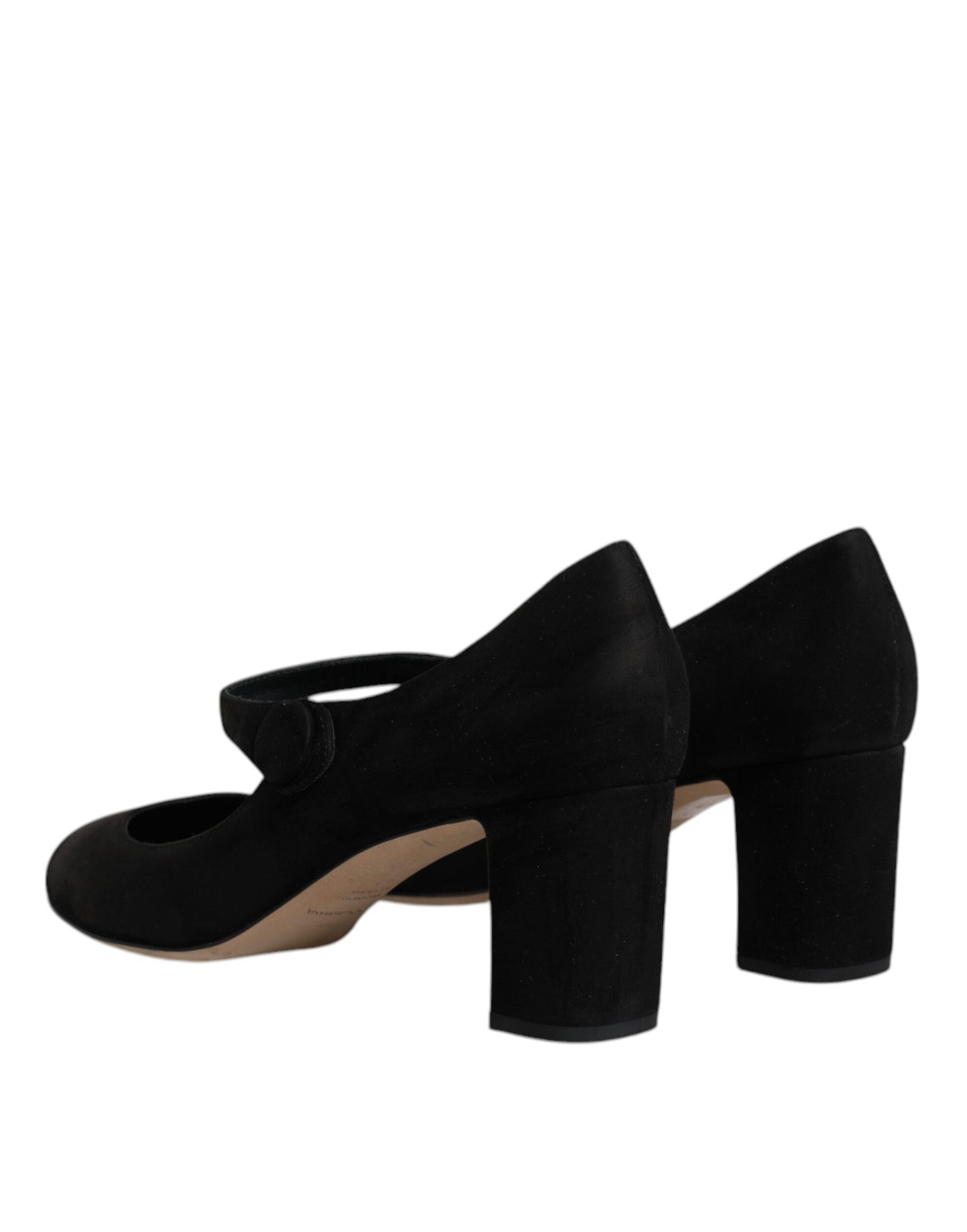 Dolce & Gabbana Black Suede Leather Block Heels Pumps Shoes