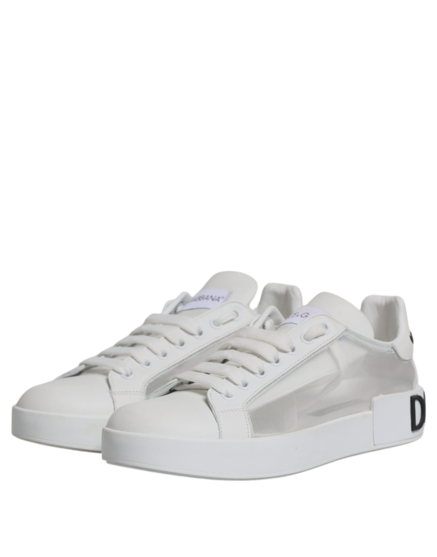 Dolce & Gabbana White Calf Leather Portofino Sneakers Shoes