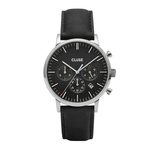 Cluse Black Leather Watch