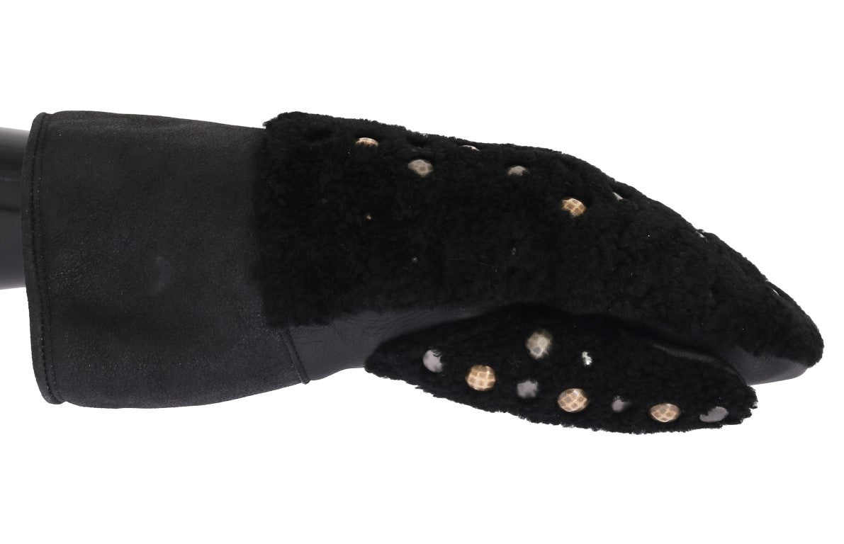 Dolce & Gabbana Studded Black Leather Gentleman's Gloves - KALAJ