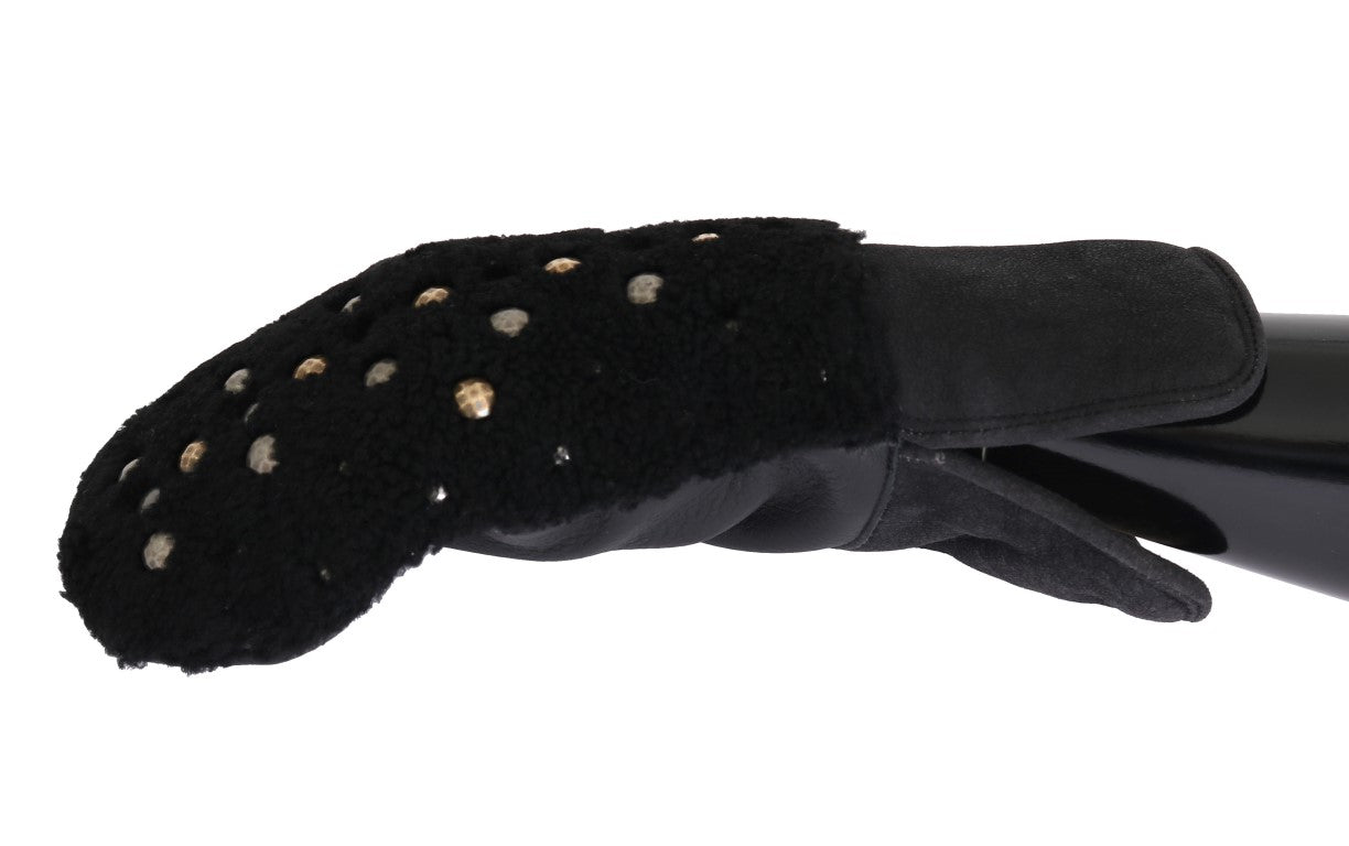 Dolce & Gabbana Studded Black Leather Gentleman's Gloves - KALAJ