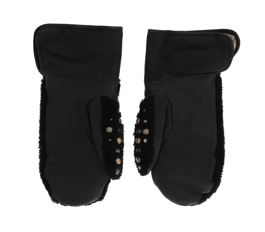 Dolce & Gabbana Studded Black Leather Gentleman's Gloves - KALAJ