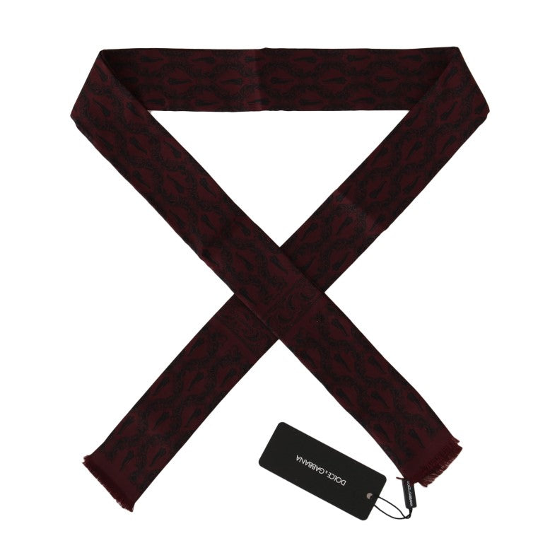 Dolce & Gabbana Silk Bordeaux Crown Chili Print Mens Scarf - KALAJ