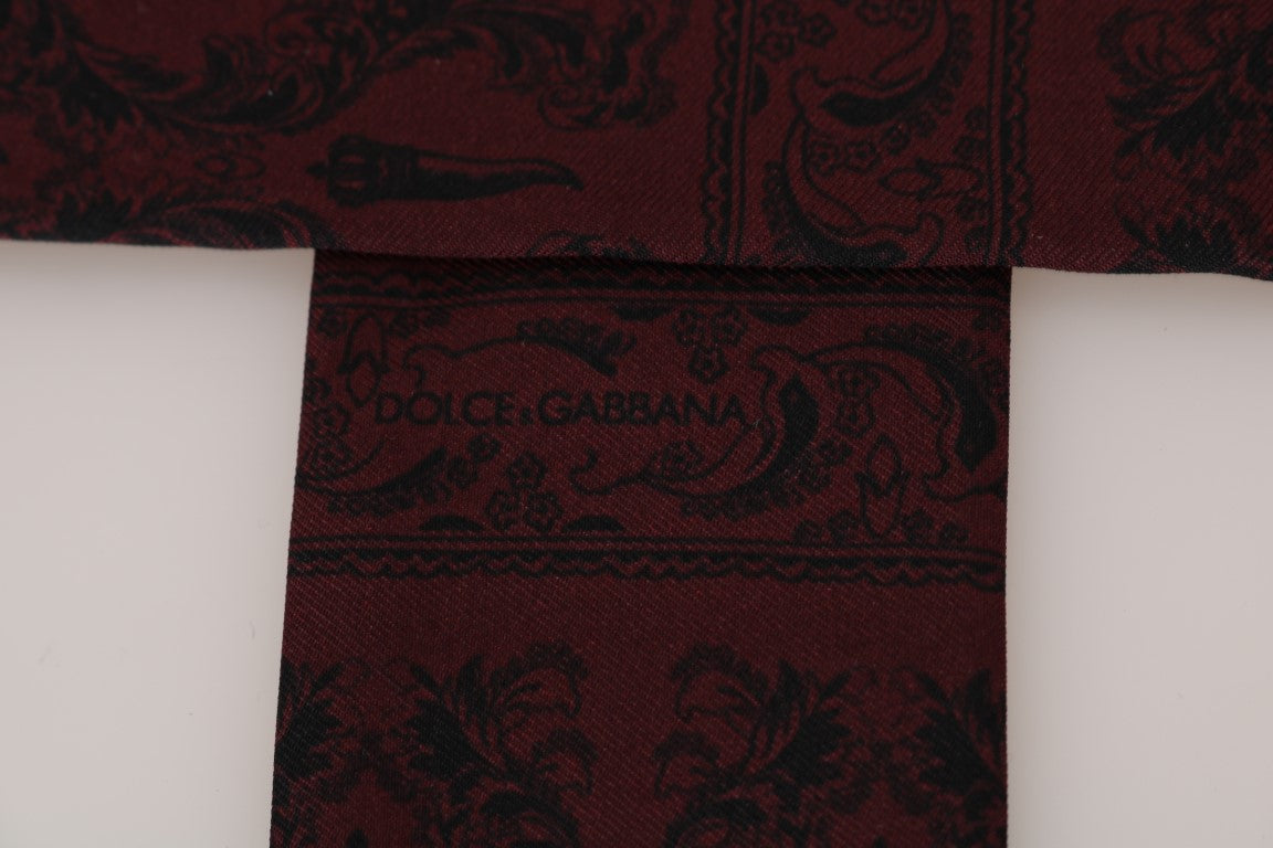 Dolce & Gabbana Silk Bordeaux Crown Chili Print Mens Scarf - KALAJ