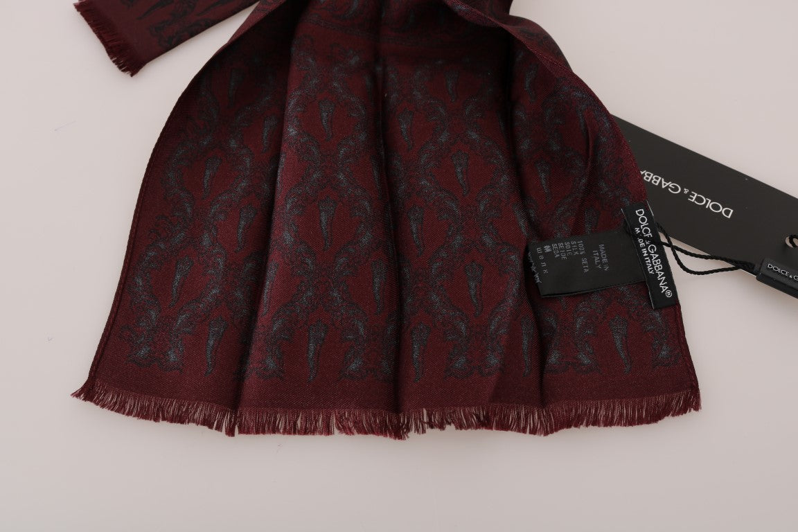 Dolce & Gabbana Silk Bordeaux Crown Chili Print Mens Scarf - KALAJ