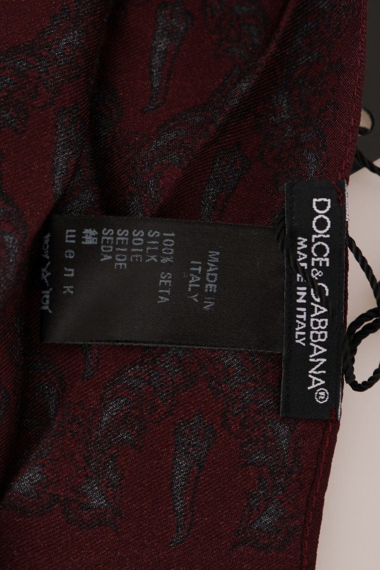 Dolce & Gabbana Silk Bordeaux Crown Chili Print Mens Scarf - KALAJ