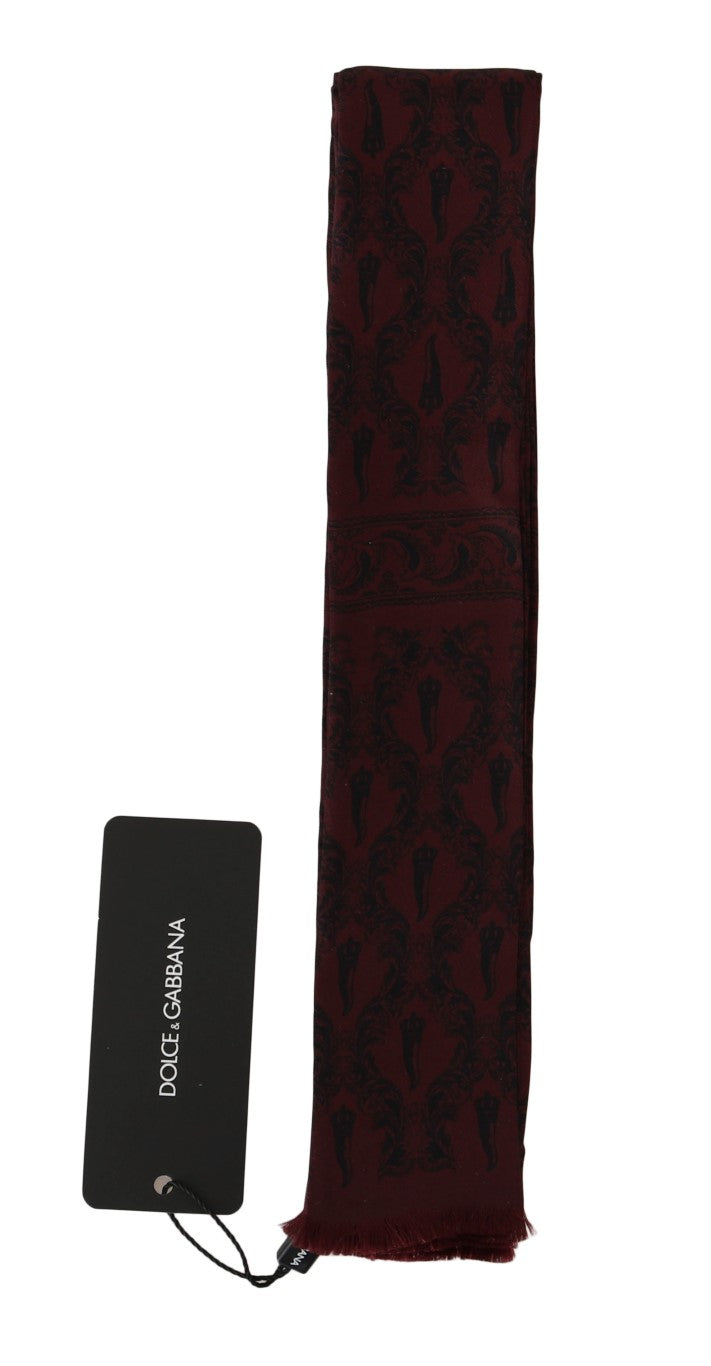 Dolce & Gabbana Silk Bordeaux Crown Chili Print Mens Scarf - KALAJ