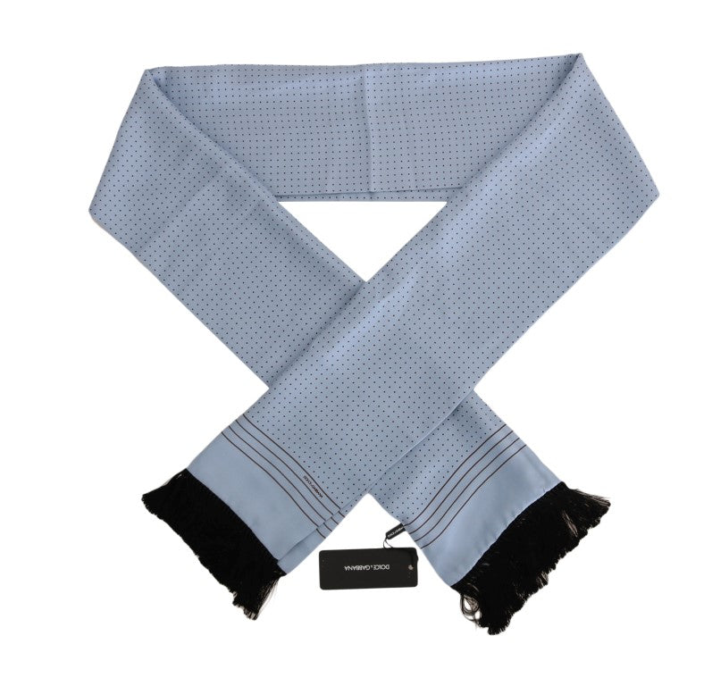 Dolce & Gabbana Elegant Blue Silk Polka Dot Men's Scarf - KALAJ