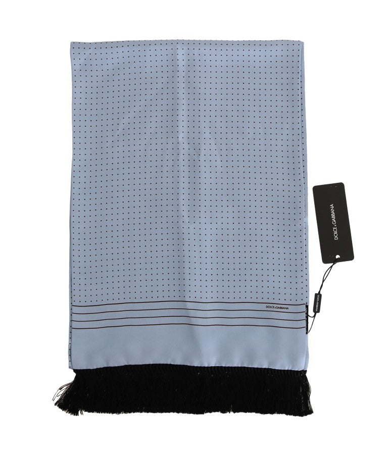 Dolce & Gabbana Elegant Blue Silk Polka Dot Men's Scarf - KALAJ