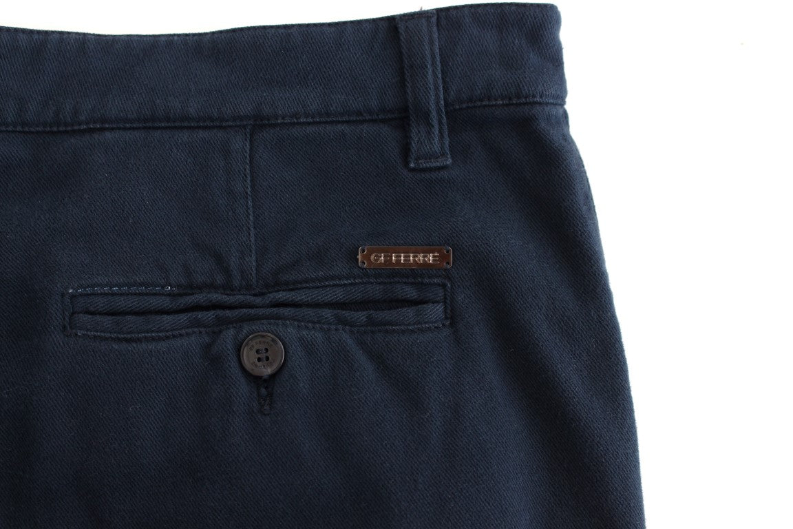 GF Ferre Elegant Blue Cotton Stretch Chinos