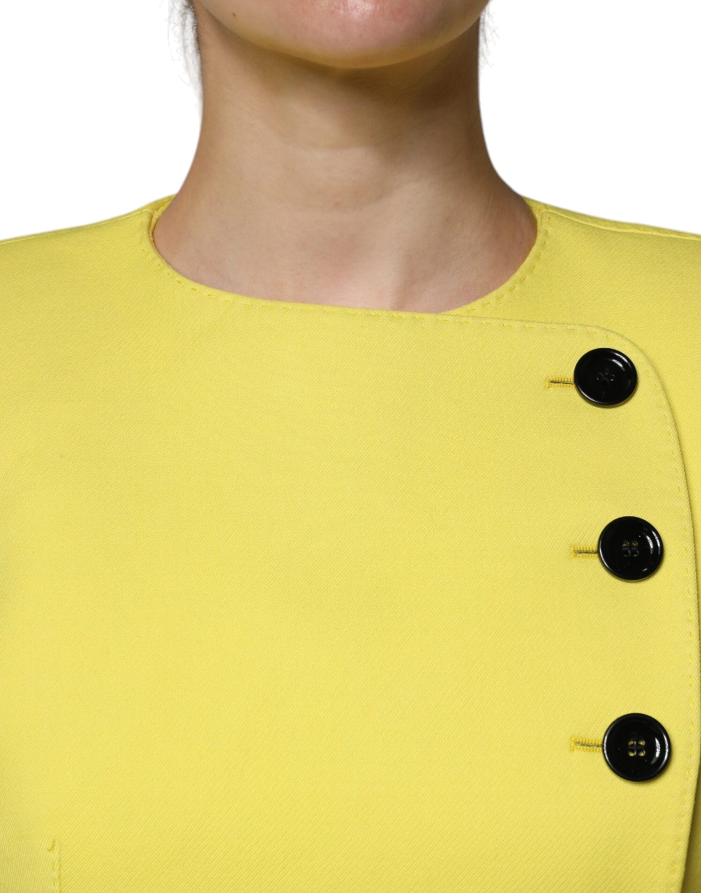 Dolce & Gabbana Lemon Yellow Wool Long Sleeves Cropped Coat Jacket