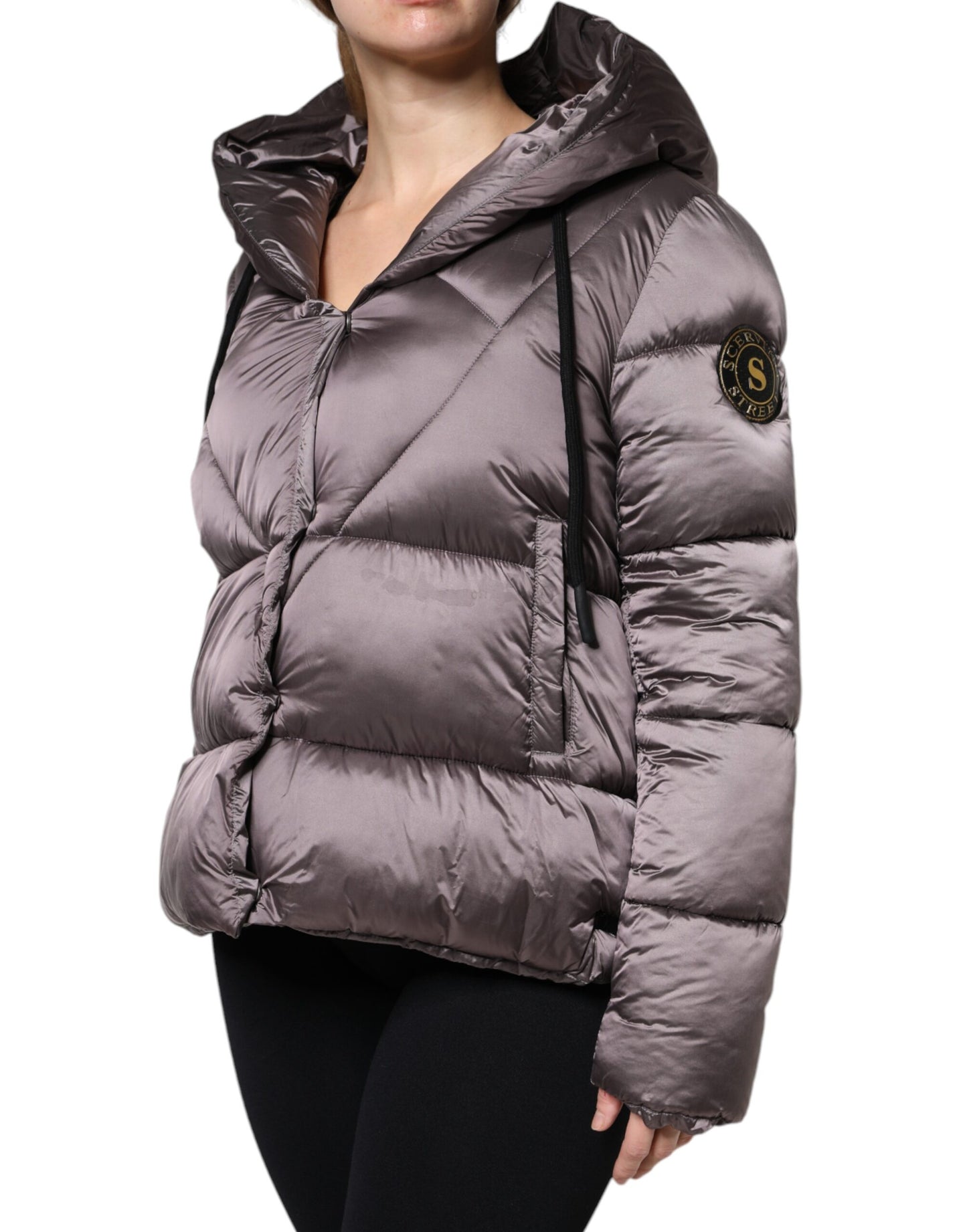 Scervino Street Violet Puffer Quilted Hooded Women Coat Jacket